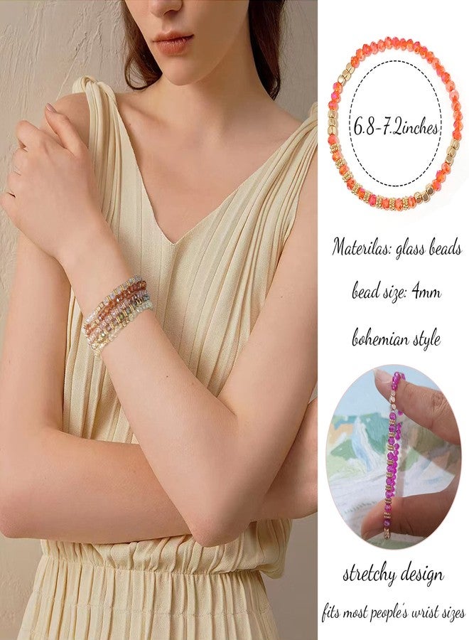 MOZAKA 26Pcs Boho Beaded Bracelets for Women Colorful Stackable Sparkly Crystal Beads Bracelets Multi-Layer Versatile Statement Bracelets Stretch Cuff Jewelry Gifts - Image 2